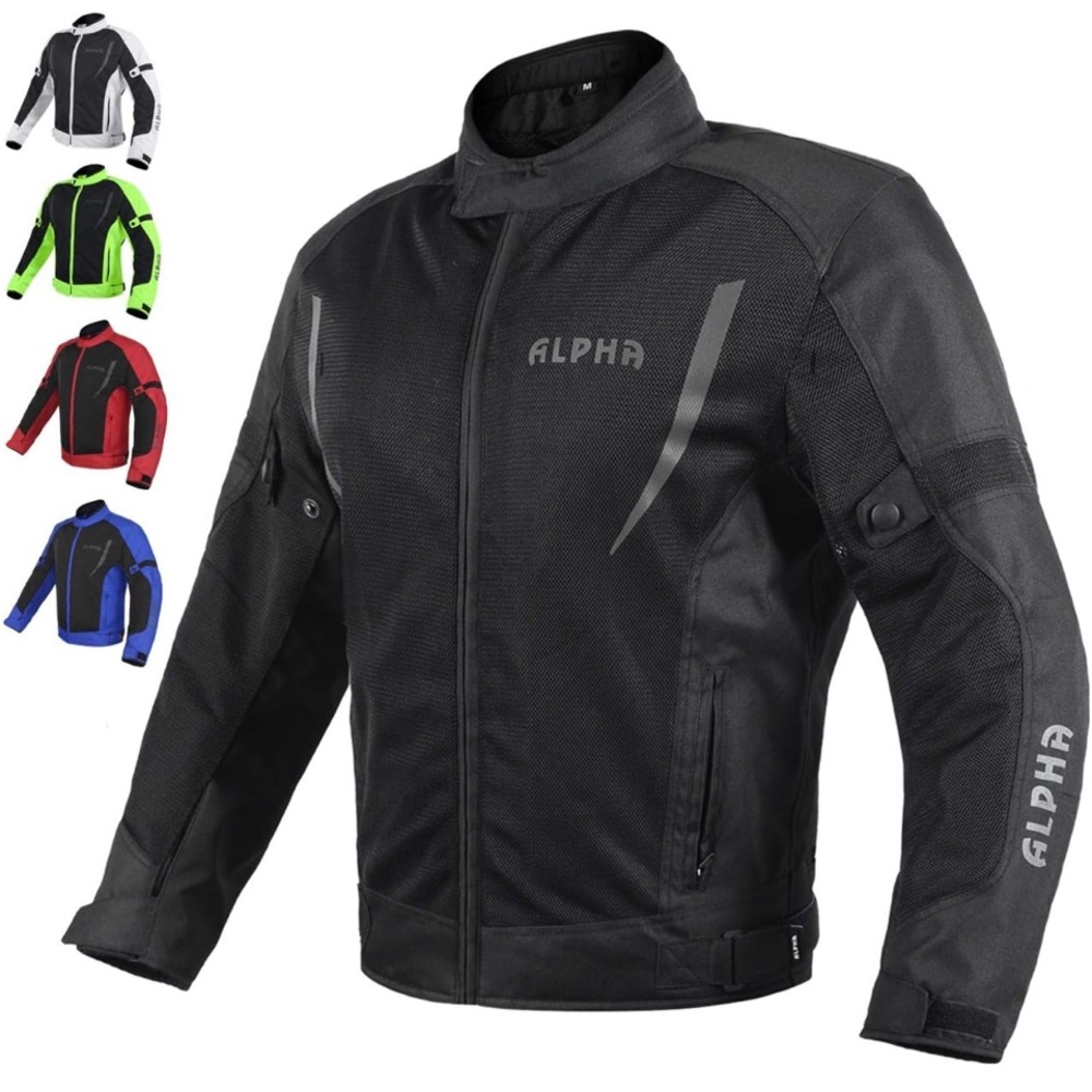 Alpha Cycle Gear Mesh Cordura Motorcycle Jacket Men's Black Motorcycle Jacket